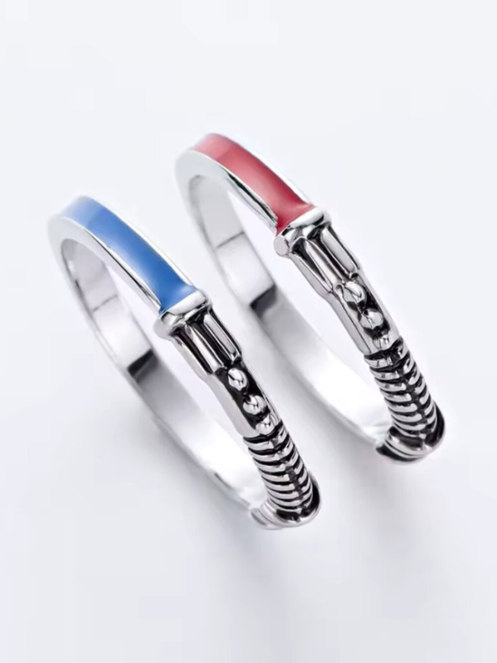 Star Wars R2-D2 Droid Ring Sterling Silver Blue Enamel Diamond Movie Ring
